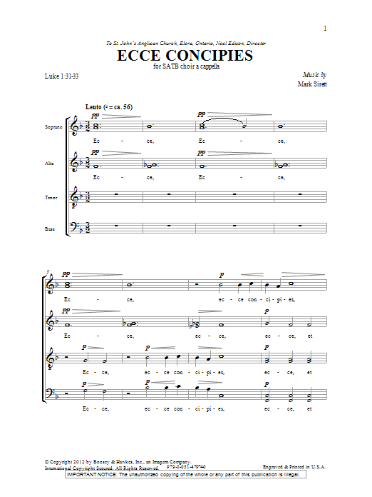 Ecce Concipies (SATB Choir) von Mark Sirett