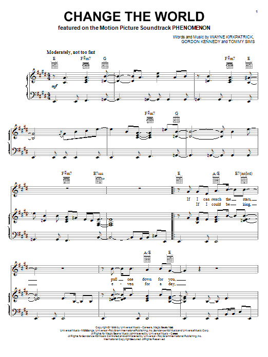 Change The World (Piano, Vocal & Guitar Chords (Right-Hand Melody)) von Eric Clapton with Wynonna