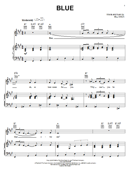 Blue (Piano, Vocal & Guitar Chords (Right-Hand Melody)) von LeAnn Rimes