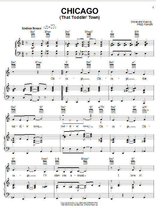 Chicago (That Toddlin' Town) (Piano, Vocal & Guitar Chords (Right-Hand Melody)) von Frank Sinatra