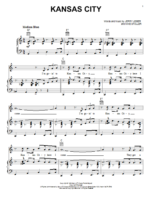 Kansas City (Piano, Vocal & Guitar Chords (Right-Hand Melody)) von Wilbert Harrison