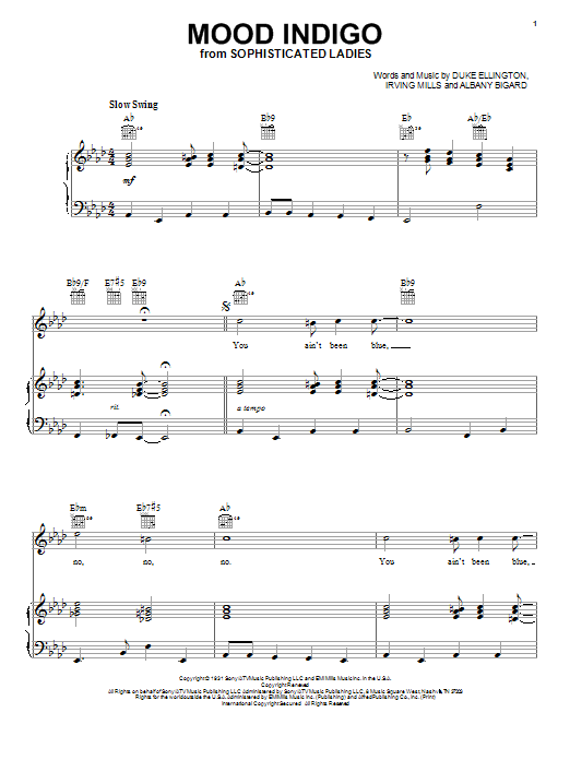 Mood Indigo (Piano, Vocal & Guitar Chords (Right-Hand Melody)) von Duke Ellington