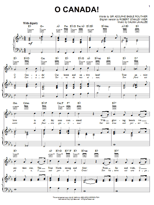 O Canada! (Piano, Vocal & Guitar Chords (Right-Hand Melody)) von Calixa Lavallee