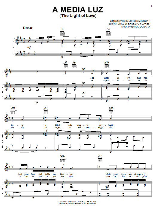 A Media Luz (The Light Of Love) (Piano, Vocal & Guitar Chords (Right-Hand Melody)) von Boris Randolph
