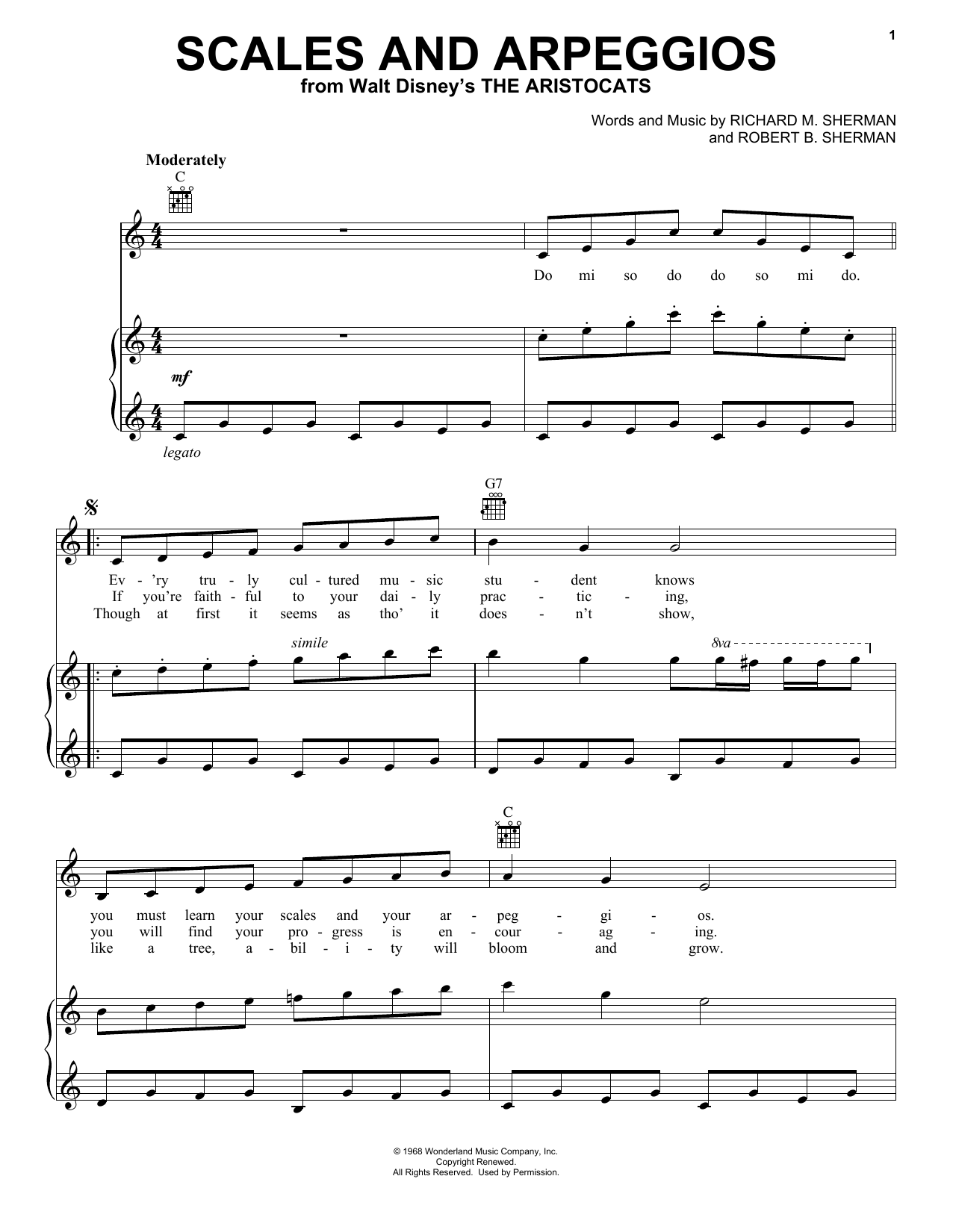 Scales And Arpeggios (Piano, Vocal & Guitar Chords (Right-Hand Melody)) von Sherman Brothers