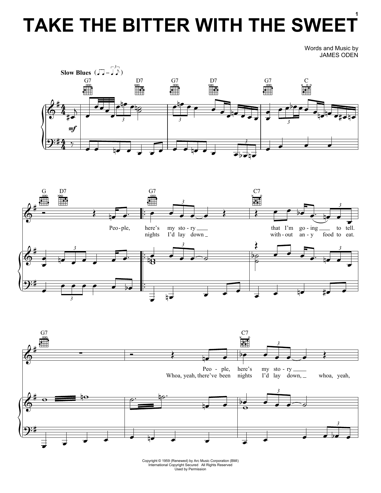 Take The Bitter With The Sweet (Piano, Vocal & Guitar Chords (Right-Hand Melody)) von Muddy Waters