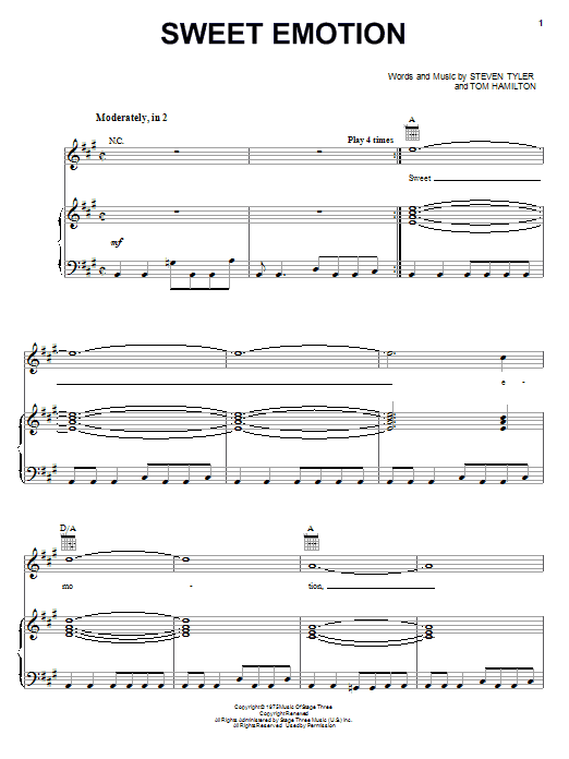 Sweet Emotion (Piano, Vocal & Guitar Chords (Right-Hand Melody)) von Aerosmith