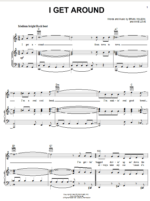 I Get Around (Piano, Vocal & Guitar Chords (Right-Hand Melody)) von The Beach Boys