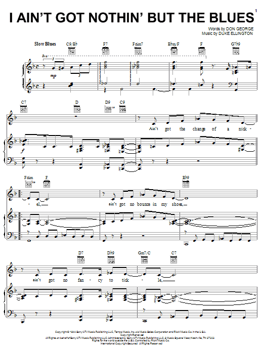 I Ain't Got Nothin' But The Blues (Piano, Vocal & Guitar Chords (Right-Hand Melody)) von Duke Ellington