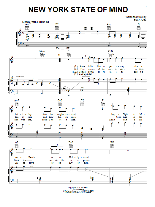 New York State Of Mind (Piano, Vocal & Guitar Chords (Right-Hand Melody)) von Billy Joel