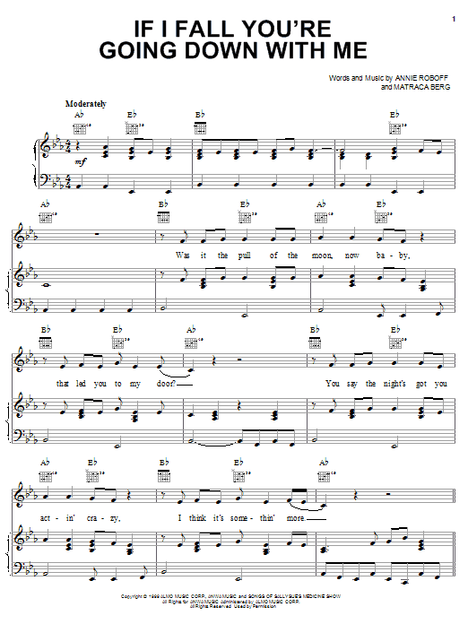 If I Fall You're Going Down With Me (Piano, Vocal & Guitar Chords (Right-Hand Melody)) von The Chicks