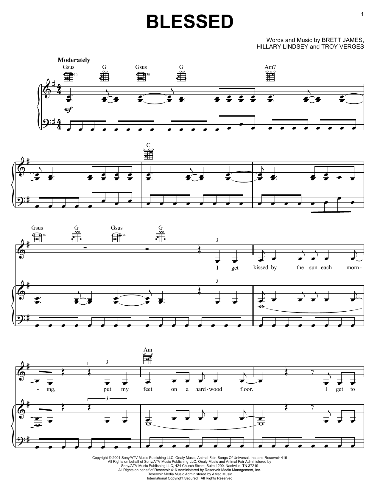 Blessed (Piano, Vocal & Guitar Chords (Right-Hand Melody)) von Martina McBride