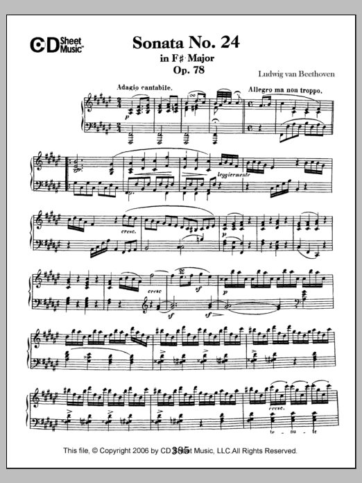 Sonata No. 24 In F-sharp Major, Op. 78 (Piano Solo) von Ludwig van Beethoven