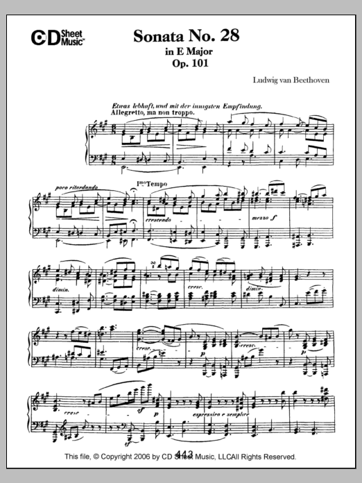 Sonata No. 28 In A Major, Op. 101 (Piano Solo) von Ludwig van Beethoven