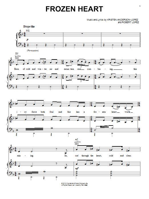 Frozen Heart (from Disney's Frozen) (Piano, Vocal & Guitar Chords (Right-Hand Melody)) von Kristen Anderson-Lopez & Robert Lopez