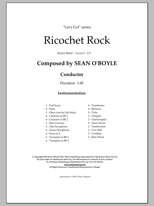 Ricochet Rock - Score (Concert Band) von Sean O'Boyle