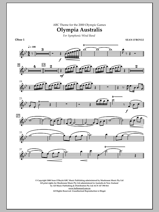 Olympia Australis (Symphonic Wind Band) - Oboe 1 (Concert Band) von Sean O'Boyle