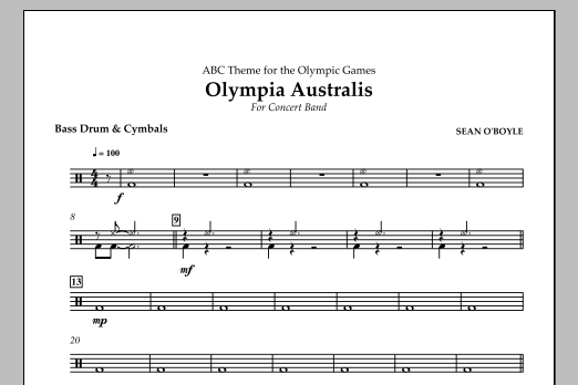 Olympia Australis (Concert Band) - Bass Drum & Cymbals (Concert Band) von Sean O'Boyle