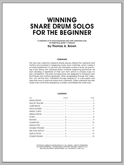 Winning Snare Drum Solos For The Beginner (Percussion Solo) von Tom Brown