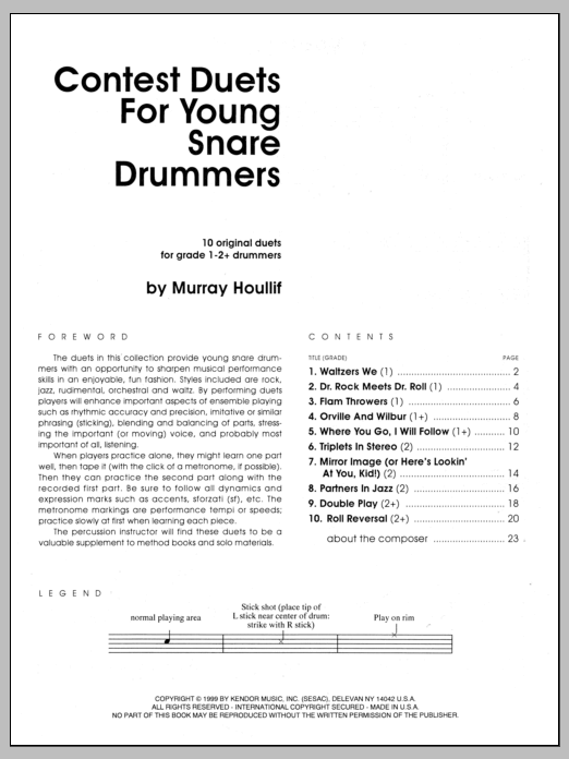 Contest Duets For Young Snare Drummers (Percussion Ensemble) von Murray Houllif