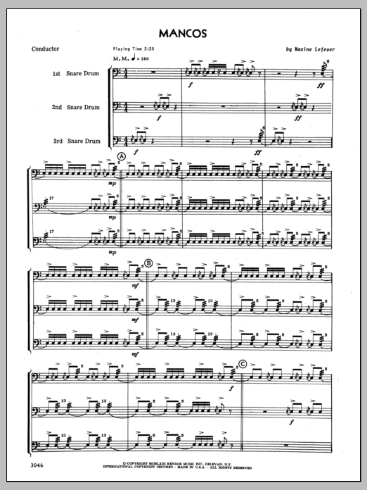 Mancos - Full Score (Percussion Ensemble) von Lefever