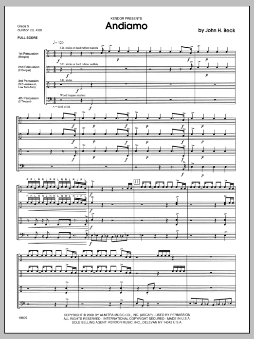 Andiamo - Full Score (Percussion Ensemble) von Beck