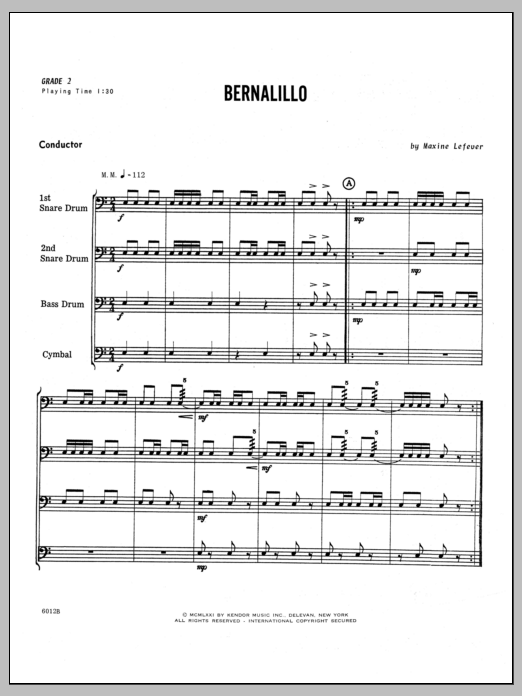 Bernalillo - Full Score (Percussion Ensemble) von Lefever