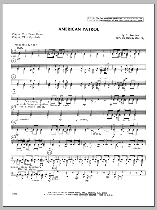 American Patrol - Percussion 5 & 6 (Percussion Ensemble) von Houllif