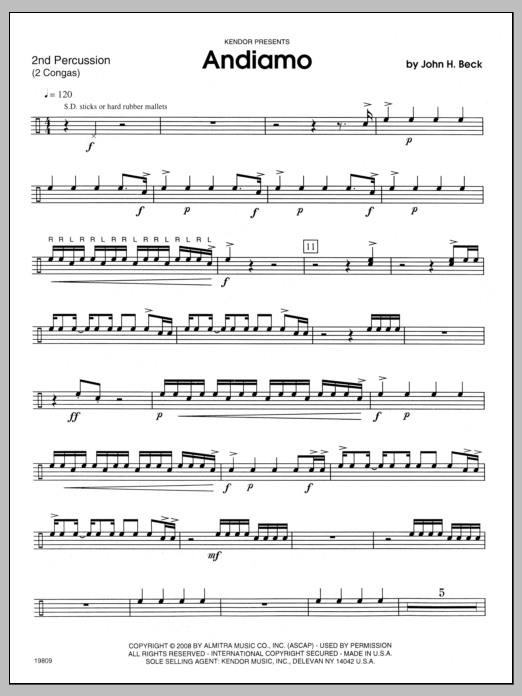 Andiamo - Percussion 2 (Percussion Ensemble) von Beck