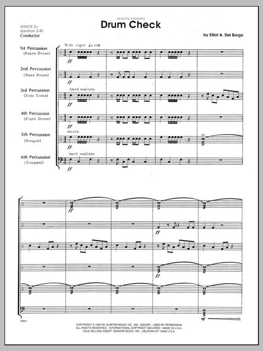 Drum Check - Full Score (Percussion Ensemble) von Del Borgo