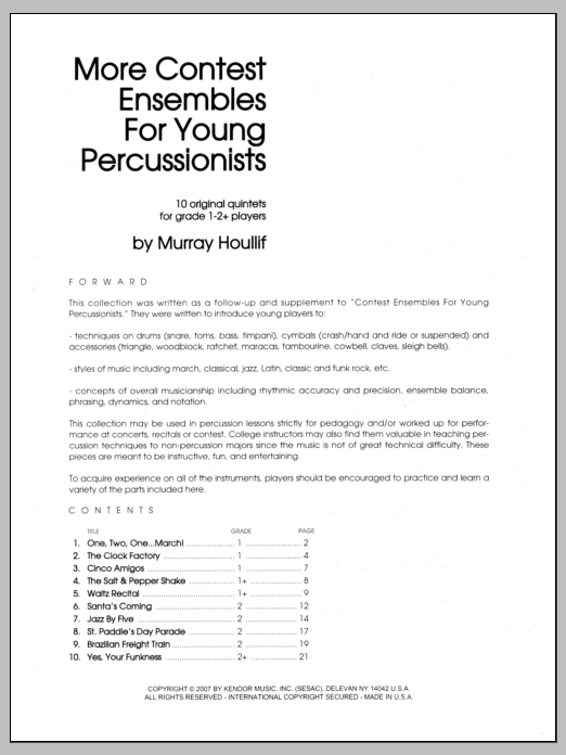 More Contest Ensembles For Young Percussionists - Full Score (Percussion Ensemble) von Houllif