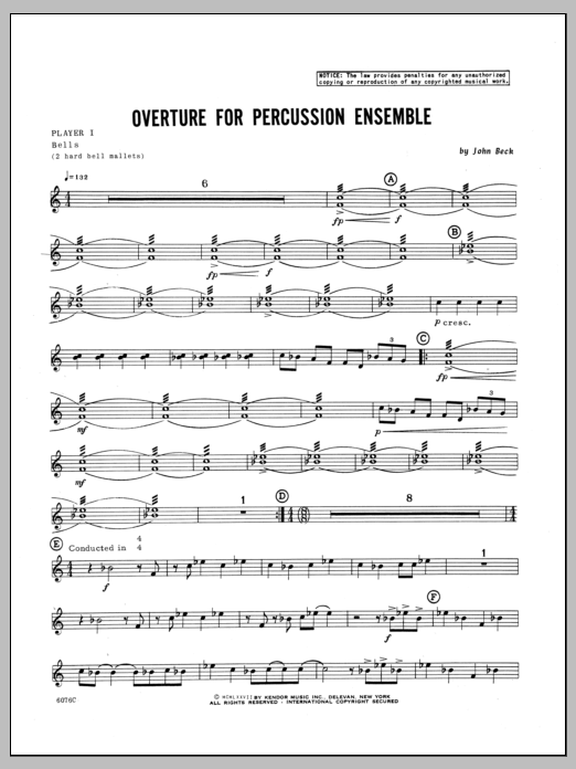 Overture For Percussion Ensemble - Percussion 1 (Percussion Ensemble) von Beck