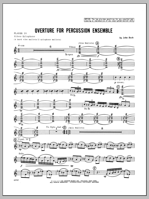 Overture For Percussion Ensemble - Percussion 4 (Percussion Ensemble) von Beck