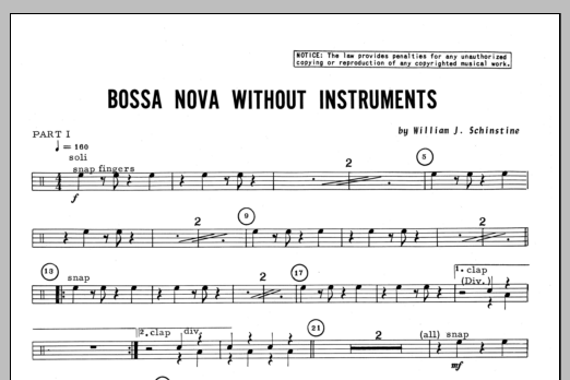 Bossa Nova Without Instruments - Percussion 1 (Percussion Ensemble) von Schinstine