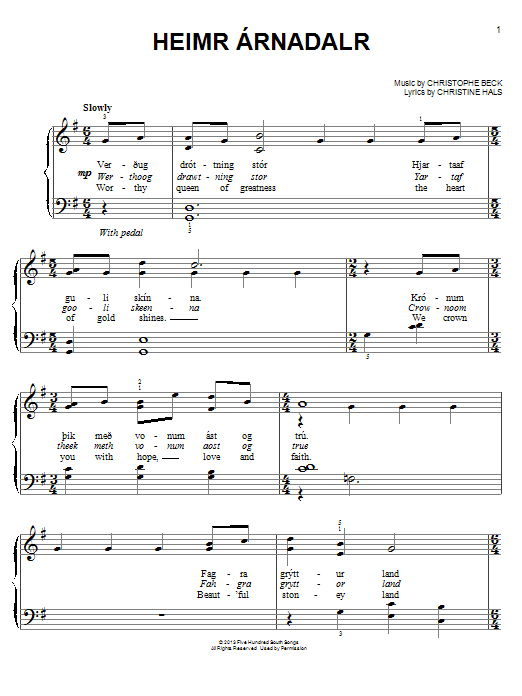 Heimr Arnadalr (from Disney's Frozen) (Easy Piano) von Christophe Beck