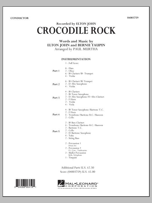 Crocodile Rock - Conductor Score (Full Score) (Concert Band: Flex-Band) von Paul Murtha