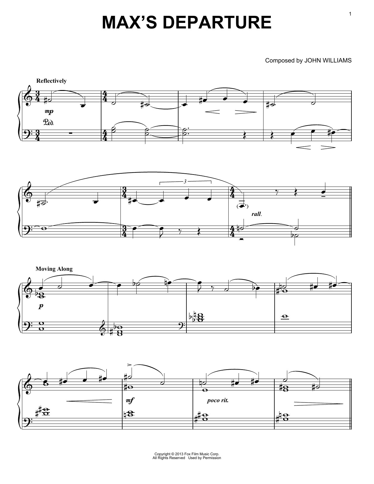 Max's Departure (Piano Solo) von John Williams