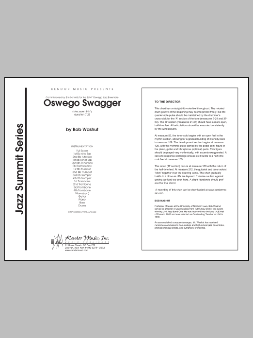 Oswego Swagger - Full Score (Jazz Ensemble) von Washut