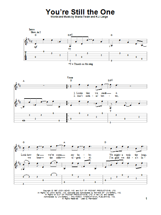 You're Still The One (Solo Guitar) von Shania Twain