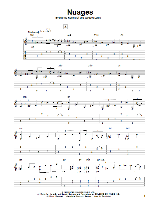 Nuages (Solo Guitar) von Django Reinhardt