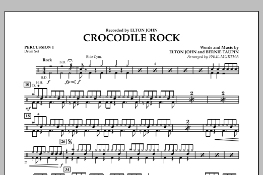 Crocodile Rock - Percussion 1 (Concert Band: Flex-Band) von Paul Murtha