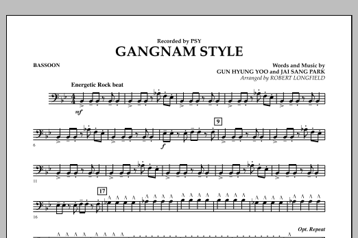 Gangnam Style - Bassoon (Concert Band) von Robert Longfield