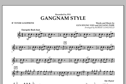 Gangnam Style - Bb Tenor Saxophone (Concert Band) von Robert Longfield