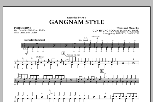 Gangnam Style - Percussion 1 (Concert Band) von Robert Longfield