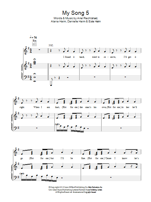 My Song 5 (Piano, Vocal & Guitar Chords) von Haim