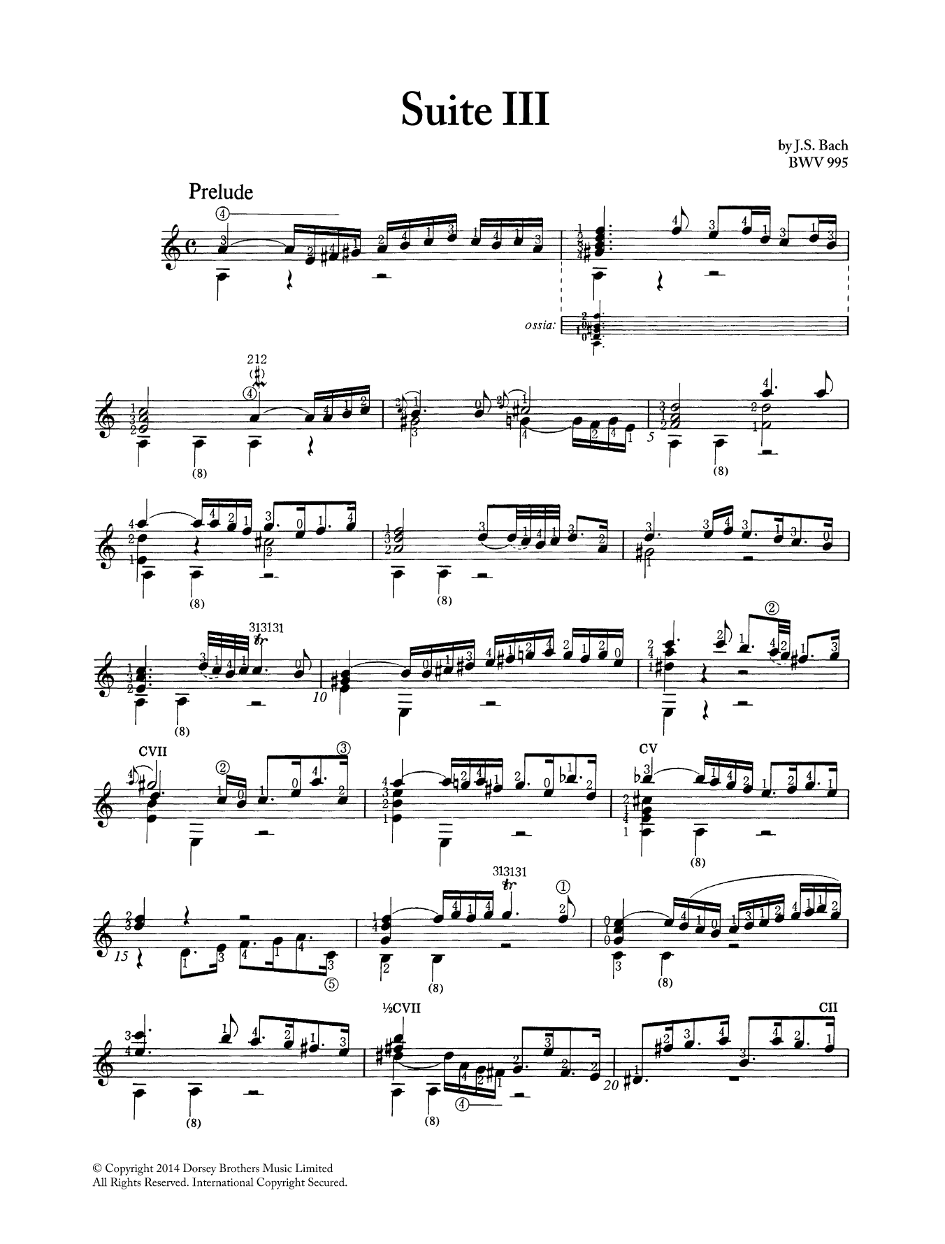 Suite In Gm BWV 995 (Solo Guitar) von Johann Sebastian Bach