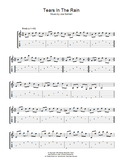 Tears In The Rain (Guitar Tab) von Joe Satriani