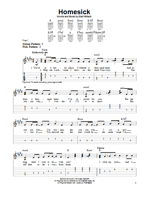 Homesick (Easy Guitar Tab) von MercyMe
