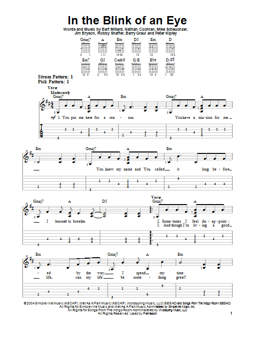 In The Blink Of An Eye (Easy Guitar Tab) von MercyMe