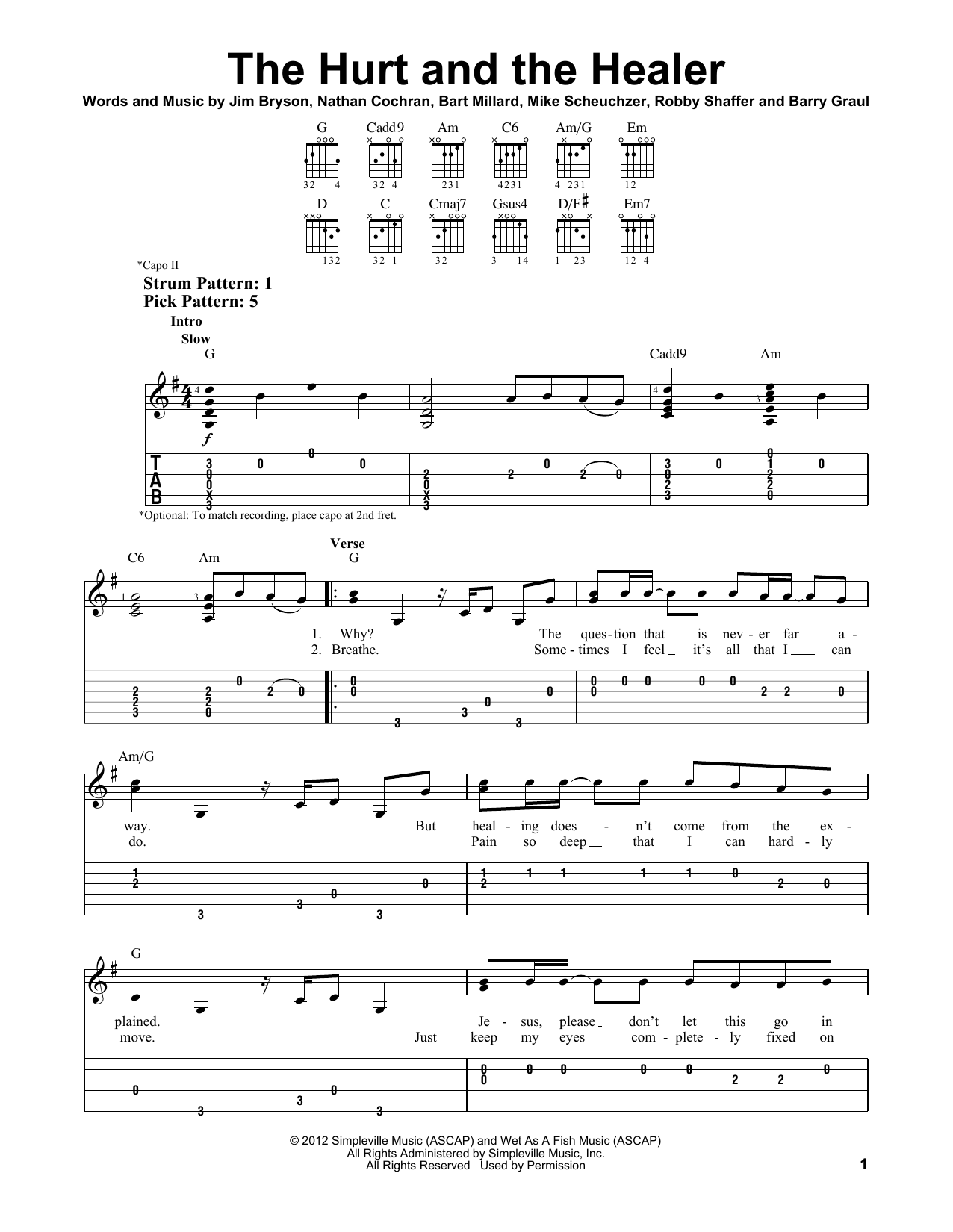 The Hurt And The Healer (Easy Guitar Tab) von MercyMe
